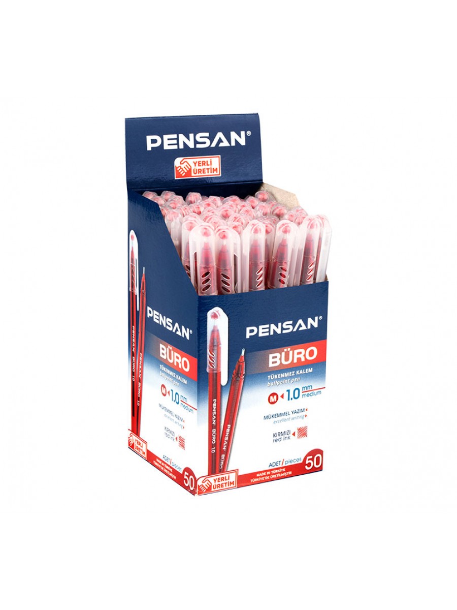 Pensan Kırmızı Tükenmez Kalem Büro Tipi 1mm